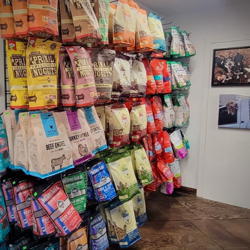 Treats and supplies inside of ShakaPaw Pet Market