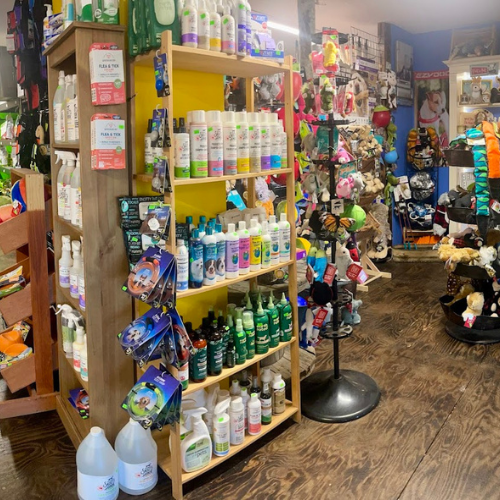 Toys and supplies inside of ShakaPaw Pet Market