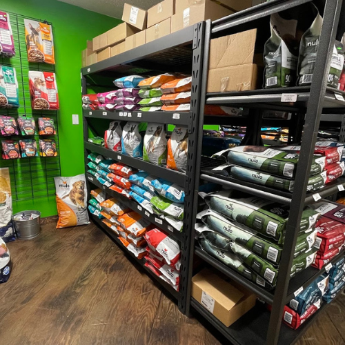 Food and supplies inside of ShakaPaw Pet Market