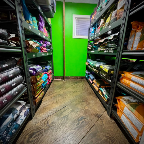 Food and supplies inside of ShakaPaw Pet Market