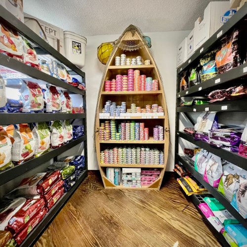 Food and supplies inside of ShakaPaw Pet Market