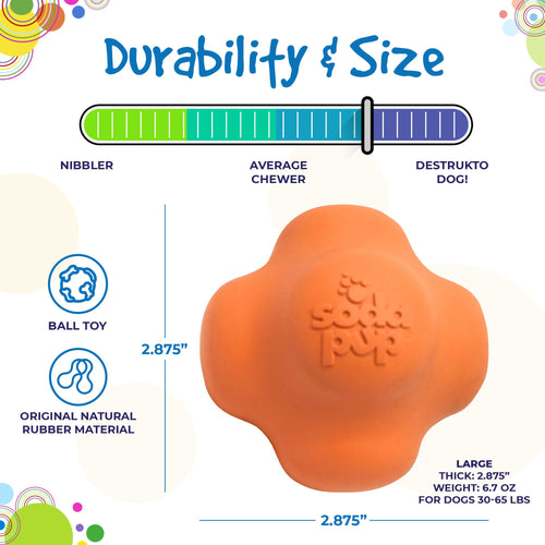 SodaPup Crazy Bounce Ultra Durable Rubber Chew & Retrieving Dog Toy