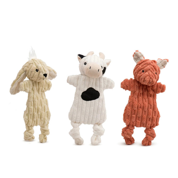 HuggleHounds Barnyard HuggleFlatties™ Assorted Durable Plush Dog Toys