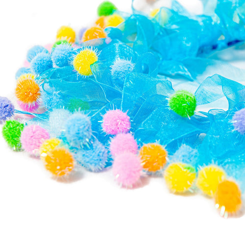 Midlee Blue Birthday Pom Pom Dog Collar